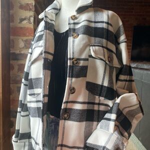 Love Tree Black and White Plaid Utility Jacket